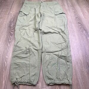 Deus Ex Machina Mens Olive Green Pockets Outdoor Onshore Cargo Pants Size 36